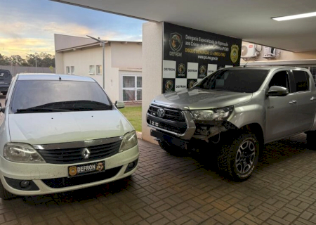Caminhonete furtada é localizada em oficina de Dourados e dois são presos