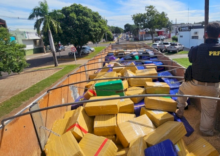 Motorista de caminhão é preso com 8,3 toneladas de maconha na BR-163