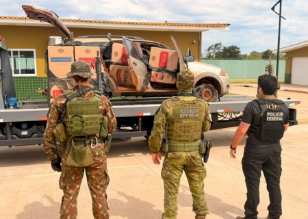 Carga de cigarros contrabandeados é apreendida na divisa entre MS e PR