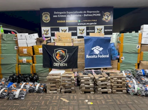 Operação entre Receita e Defron apreende contrabando e droga em “entreposto do crime”