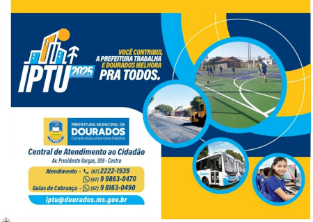 IPTU 2025 está lançado e cidadão já pode imprimir os boletos