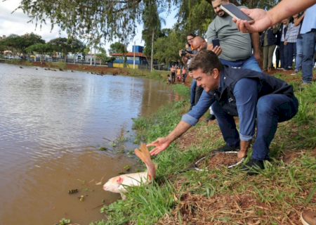 Lago do Parque Antenor Martins recebe 2,5 toneladas de peixes para Festa da Páscoa