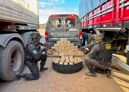 Carreteiro é preso em rodovia de MS com pasta base de cocaína em estepe