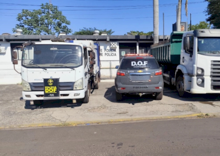 Polícia recupera caminhões roubados de prefeitura e 3 são presos